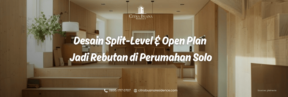 desain split-level dan open plan perumahan Solo