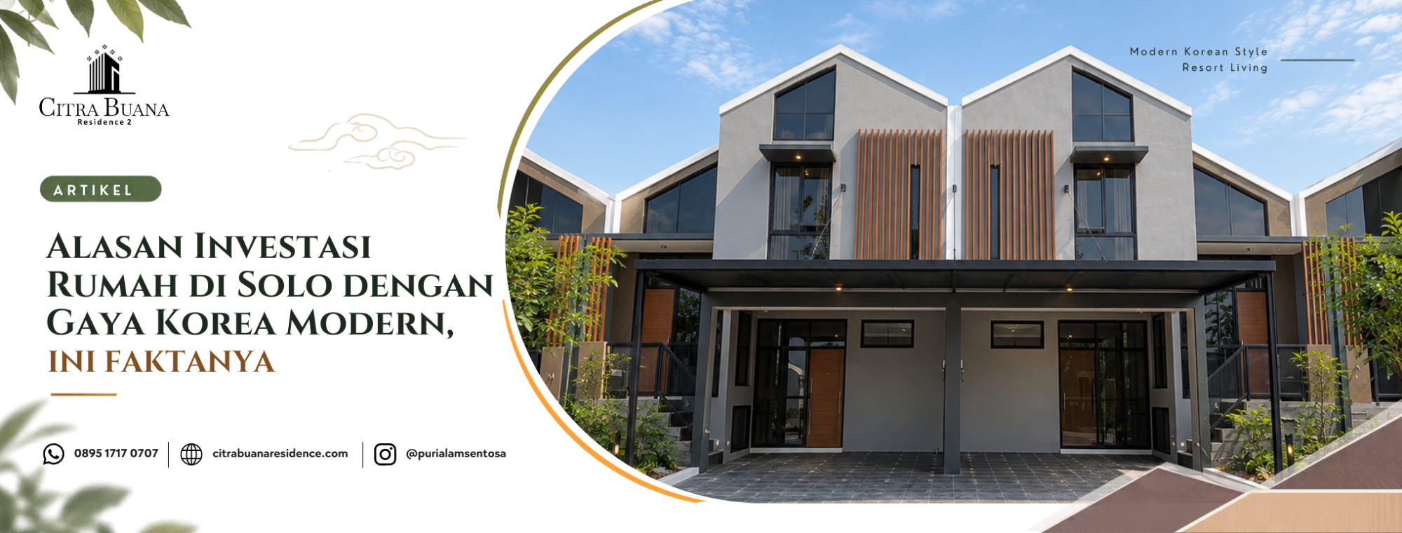 fasad rumah bergaya Korea modern di Citra Buana Residence 2