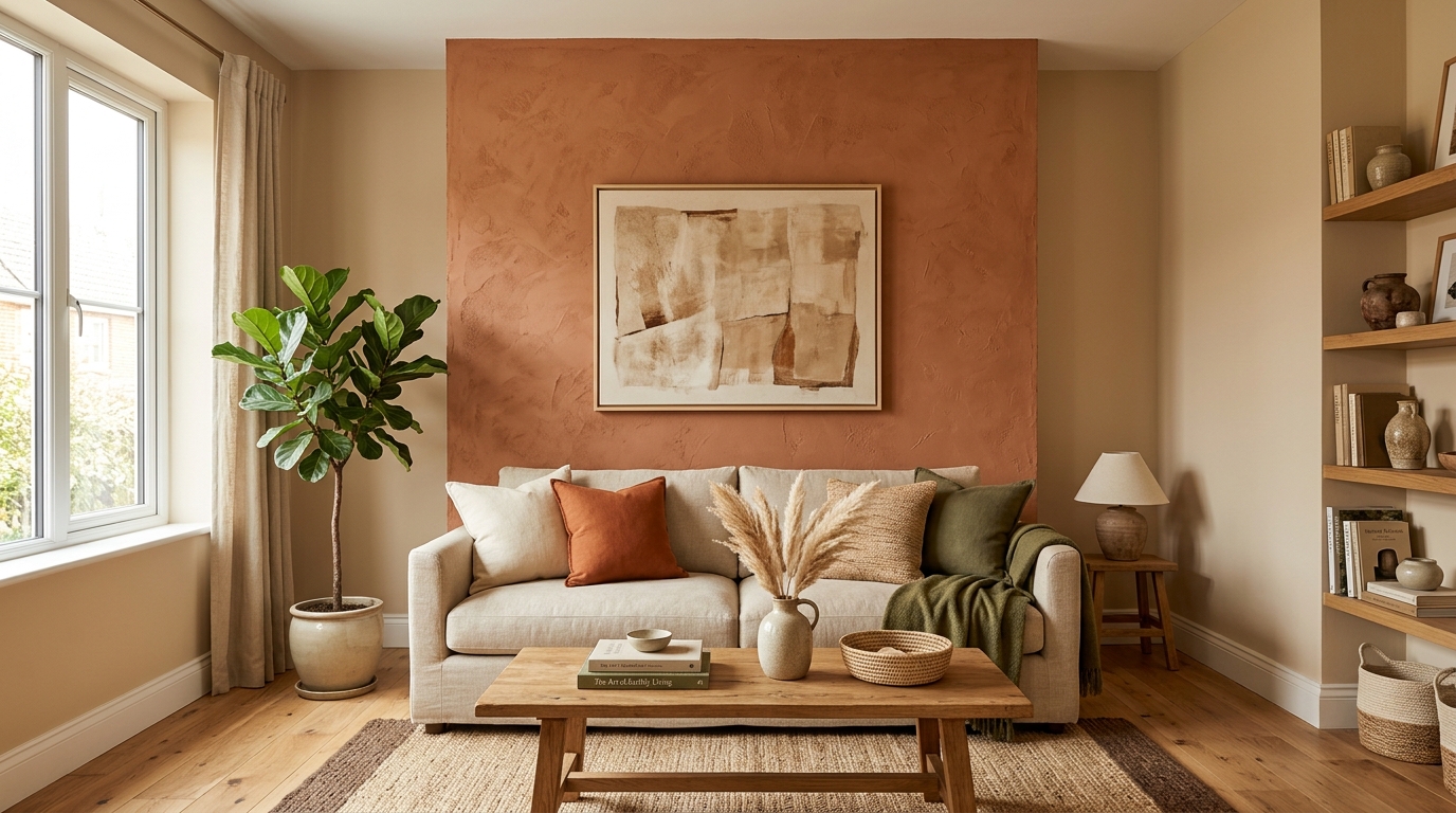 Aksen Dinding dengan Warna Earth Tone
