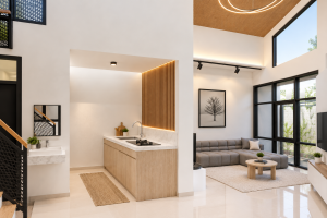 kitchen set minimalis bentuk linear di Deiji House, Citra Buana Residence 2